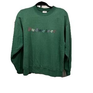 Vintage 90s Budweiser Sweatshirt - Embroidered Rainbow Print